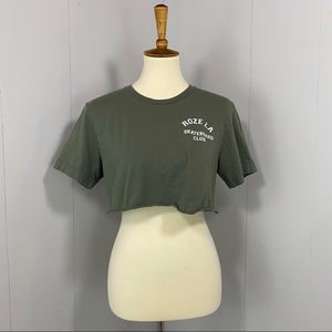 Roze L.A. Skateboarding Club Green Cropped T-shirt